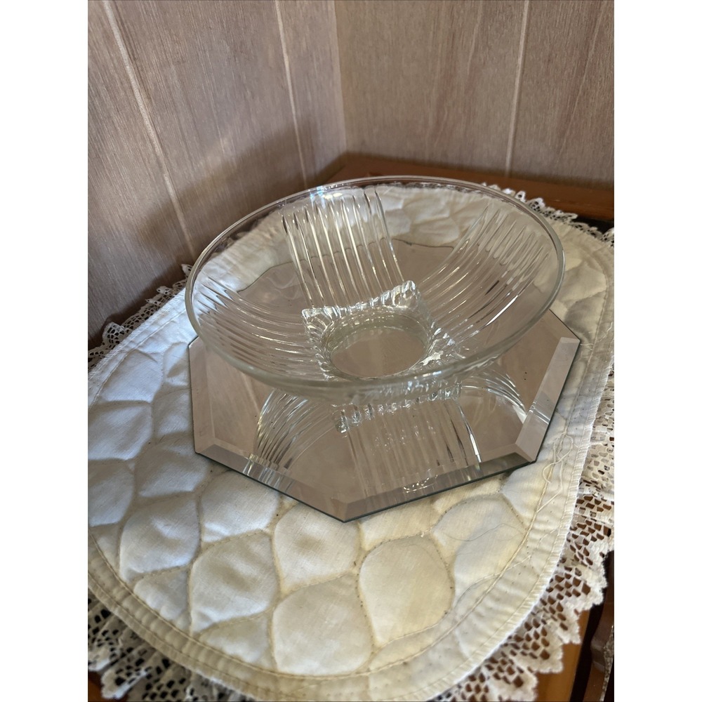 MCM‎ Vintage Federal Glass Park Avenue Clear Art Deco Serving Bowl